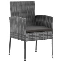 Vidaxl Poly Rattan Outdoor Patio Dining Set - 5-Piece Set With Solid Acacia Wood Table And Water-Resistant Gray Rattan Chairs With Cushions.