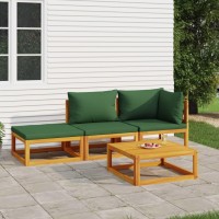 Vidaxl 4 Piece Patio Lounge Set With Green Cushions Solid Wood