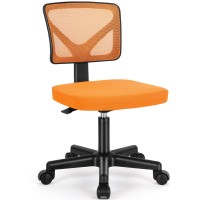 Desk Chair, Armless Desk Chair, Ergonomic Computer Desk Chair, Small Home Office Chairs Low-Back Mesh Chair, No Armrest Small Mid Back Executive Task Chair With Lumbar Support, Orange