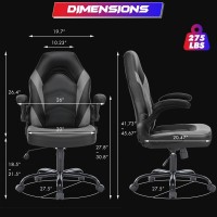 Sweetcrispy Computer Gaming Desk Chair Ergonomic Pu Leather With Comfy Lumbar Support Height Adjustable Rolling Desk With Fli