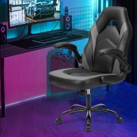 Sweetcrispy Computer Gaming Desk Chair Ergonomic Pu Leather With Comfy Lumbar Support Height Adjustable Rolling Desk With Fli