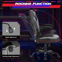 Sweetcrispy Computer Gaming Desk Chair Ergonomic Pu Leather With Comfy Lumbar Support Height Adjustable Rolling Desk With Fli