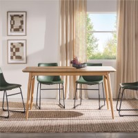 Walker Edison Mid-Century Modern Solid Wood Tapered-Leg Dining Table, 59 Inch, English Ash