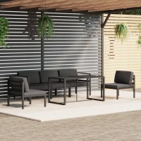 Vidaxl Aluminum Patio Lounge Set With Cushions In Anthracite - 6 Piece Set | Weather-Resistant | Modular Design | Easy Maintenance | Lightweight Construction | Stylish Outdoor Furniture