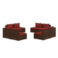 vidaXL 8 Piece Patio Lounge Set with Cushions Poly Rattan Brown 3101539