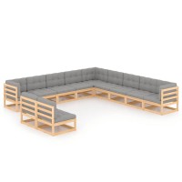 vidaXL 11 Piece Patio Lounge Set with Cushions Solid Pinewood 3076924
