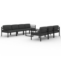 Vidaxl Anthracite Aluminum Patio Lounge Set - Versatile 8 Piece Outdoor Seating With Cushions - Resistant, Weather-Resistant, And Lightweight Furniture With Comfortable Pillows