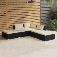 Vidaxl 5-Piece Patio Lounge Set - Modular Design With Cushions And Footrest - Waterproof Poly Rattan Material - Durable Powder-Coated Steel Frame - Brown And Cinnamon Red