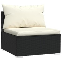 vidaXL 5 Piece Patio Lounge Set with Cushions Poly Rattan Black 3101687