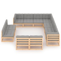 vidaXL 11 Piece Patio Lounge Set with Cushions Solid Pinewood 3076934
