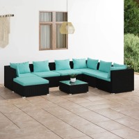 Vidaxl 8-Piece Outdoor Lounge Set - Modular Design In Poly Rattan, Brown - Cushions Included, Water-Resistant Material, Lightweight - Ideal For Patios, Gardens Or Backyards