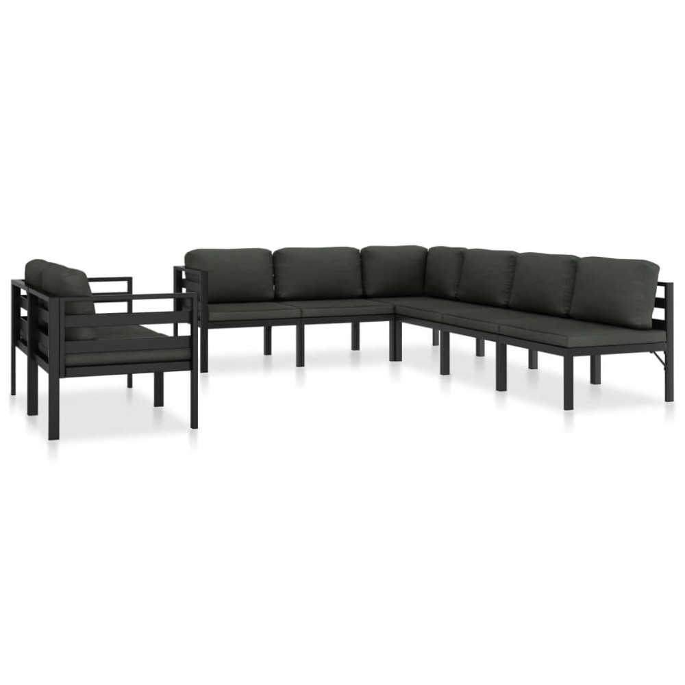 Vidaxl 9-Piece Patio Lounge Set With Cushions - Modular Outdoor Seating - Aluminum In Anthracite - Durable Weather-Resistant Material