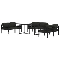 Vidaxl 7 Piece Outdoor Patio Lounge Set With Cushions - Aluminum Anthracite - Weather-Resistant Durable Furniture - Comfortable Modular Design