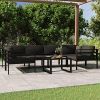 Vidaxl Aluminum Patio Lounge Set - 7 Piece Modular Outdoor Seating Ares With Cushions - Easy Maintenance - Lightweight And Durable - Anthracite