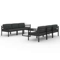 Vidaxl 7-Piece Aluminum Patio Lounge Set With Cushions - Durable Weather-Resistant Anthracite Outdoor Seating Set With Modular Design And Easy Maintenance