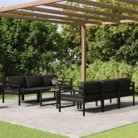 Vidaxl 7-Piece Aluminum Patio Lounge Set With Cushions - Durable Weather-Resistant Anthracite Outdoor Seating Set With Modular Design And Easy Maintenance