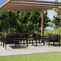 Vidaxl Aluminum Patio Lounge Set With Cushions, 8-Piece Anthracite Outdoor Furniture Set - Modular Design, Weather-Resistant And Comfortable