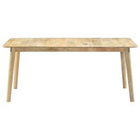 vidaXL Solid Mango Wood Dining Table Handmade Polished and Lacquered Robust Construction Natural White Wash Finish 709x3