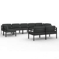Vidaxl Aluminium Patio Lounge Set - Modular Design, Weather-Resistant Aluminum Frame, Seat Cushions And Back Pillows Included, Anthracite, Sets Of 9