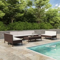 Vidaxl 10 Piece Patio Lounge Set - Weather Resistant Poly Rattan Outdoor Furniture Set With Cushions, Convenient Tea Tables, Modular Configuration, Brown