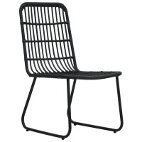 Vidaxl 5-Piece Patio Dining Set: Black Poly Rattan, Powder-Coated Steel And Glass, Lightweight Outdoor Furniture, Weather-Resistant Chair Seats