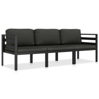 Vidaxl 3 Piece Outdoor Patio Lounge Set - Aluminum And Cushion Construction - Comfort-Designed Modular Sectional Sofa - Anthracite Color