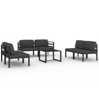 Vidaxl 7 Piece Patio Lounge Set-Anthracite Aluminum Outdoor Sofa Set With Foam-Filled Polyester Cushions & Modular Design