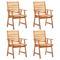 vidaXL 6 Piece Outdoor Dining Set Solid Acacia Wood with Oil Finish Round Table and Five Chairs with Rustic Slatted Design
