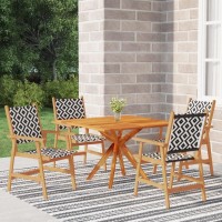 vidaXL 5Piece Patio Dining Set Solid Acacia Wood Outdoor Furniture Square Table Stylish Chairs with Lattice Pattern Easy As