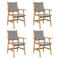 vidaXL 5Piece Patio Dining Set Solid Acacia Wood Outdoor Furniture Square Table Stylish Chairs with Lattice Pattern Easy As