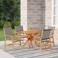 vidaXL Solid Acacia Wood Patio Dining Set 5 Piece Outdoor Furniture with Lattice Pattern Design