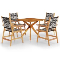 vidaXL Solid Acacia Wood Patio Dining Set 5 Piece Outdoor Furniture with Lattice Pattern Design