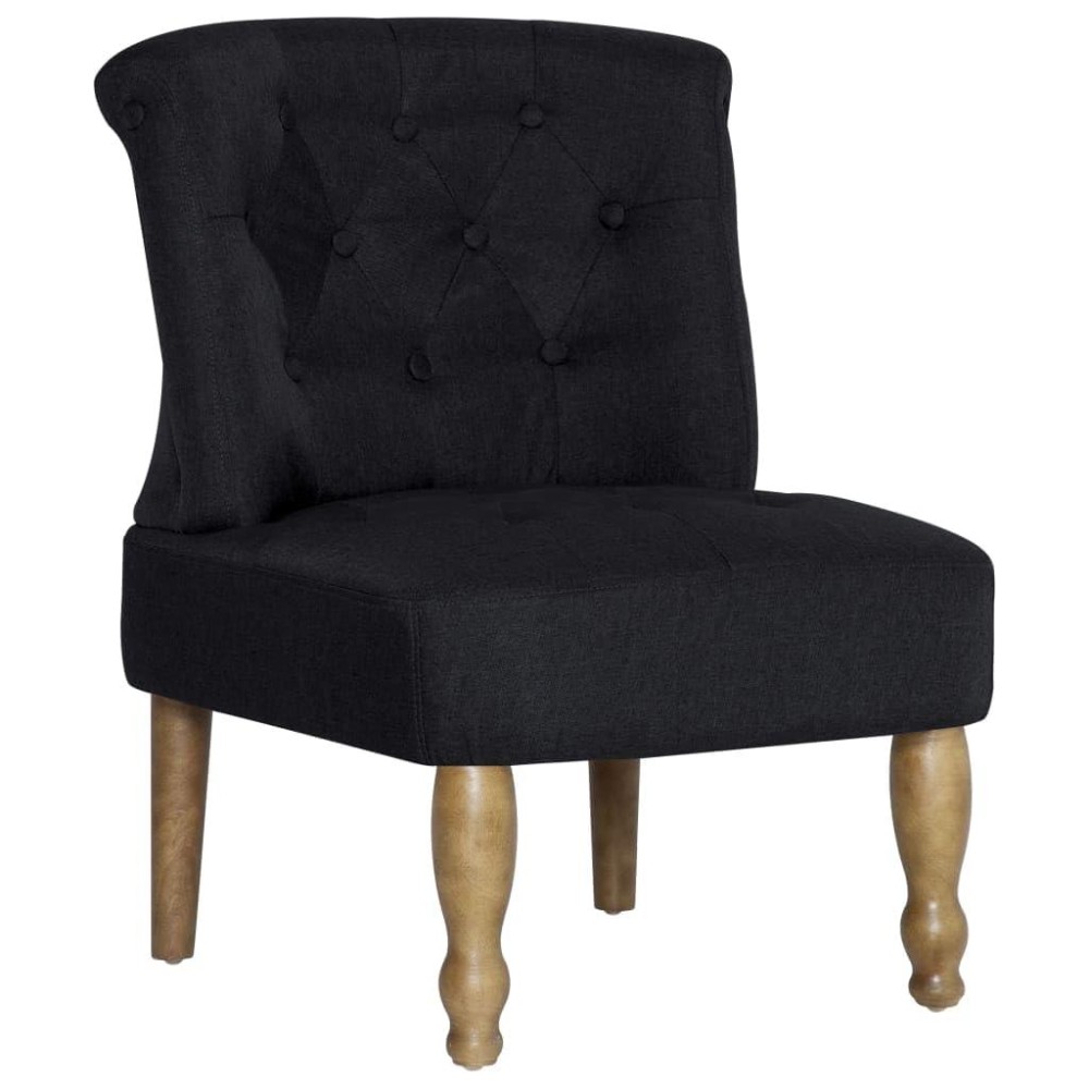 Vidaxl French Chair In Black Fabric - Classy French European Design, Solid Wood Legs, Foam-Stuffed Comfort, Meets California Proposition 65 Standards