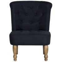 Vidaxl French Chair In Black Fabric - Classy French European Design, Solid Wood Legs, Foam-Stuffed Comfort, Meets California Proposition 65 Standards