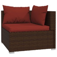 Vidaxl 8 Piece Outdoor Patio Lounge Set With Cushions - High-Durable Poly Rattan - Flexible Modular Design - Cinnamon Red Color Cushions - Ideal For Backyard, Patio, Garden