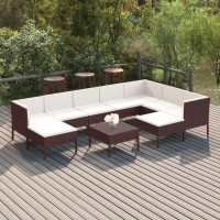 Vidaxl 10 Piece Garden Patio Lounge Set - Modern Outdoor Furniture With Thick Cushions, Easy Assembly, Poly Rattan, And Powder-Coated Steel Frame - Brown
