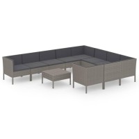 Vidaxl 11-Piece Outdoor Patio Lounge Set With Cushions, Weather-Resistant Pe Rattan Furniture, Powder-Coated Steel Frame, Easy-To-Clean Polyester Covers, Gray/Anthracite