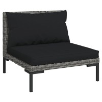 vidaXL 9 Piece Patio Lounge Set with Cushions Poly Rattan Dark Gray 3099909