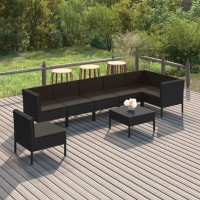 Vidaxl 8-Piece Outdoor Lounge Set - Black Poly Rattan Patio Furniture Set With Cushions - Sturdy Powder-Coated Steel Frame - Versatile Modular Design