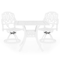 Vidaxl Outdoor Bistro Set - White Cast Aluminum - Includes Table With Umbrella Hole And Swiveling Chairs - Great For Patio, Garden, Balcony