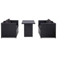 vidaXL 3 Piece Patio Lounge Set with Cushions Poly Rattan Black 316008