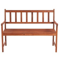 Vidaxl Solid Acacia Wood Patio Bench With Cushion - Weather-Resistant Outdoor Seating Furniture With Classic Design, Light Oil Finish, And Easy Assembly