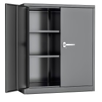 Greenvelly Metal Garage Cabinet 36 H Locking Metal Storage Cabinet With 2 Doors And Adjustable Shelves Black Steel File Cabi