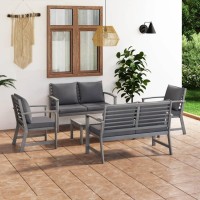 Vidaxl 5 Piece Garden Lounge Set - Strong Acacia Wood Construction With Oil Finish - Outdoor Coffee Table, Bench & Armchair Combo With Cushions - Modular Furniture Design