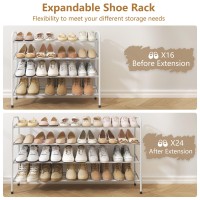 Gewudraw 4Tier Shoe Rack Expandable Width Adjustable Shoe Shelf Storage Organizer 4153 Metal Standing Shoe Rack For Bedroo