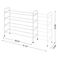 Gewudraw 4Tier Shoe Rack Expandable Width Adjustable Shoe Shelf Storage Organizer 4153 Metal Standing Shoe Rack For Bedroo