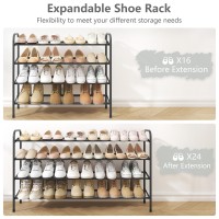 Gewudraw 4Tier Shoe Rack Expandable Width Adjustable Shoe Shelf Storage Organizer 4153 Metal Standing Shoe Rack For Bedroo