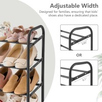 Gewudraw 4Tier Shoe Rack Expandable Width Adjustable Shoe Shelf Storage Organizer 4153 Metal Standing Shoe Rack For Bedroo