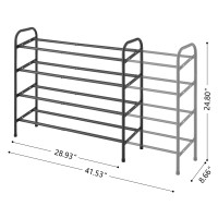 Gewudraw 4Tier Shoe Rack Expandable Width Adjustable Shoe Shelf Storage Organizer 4153 Metal Standing Shoe Rack For Bedroo