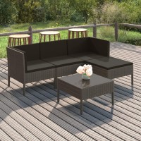 Vidaxl Stylish 5-Piece Patio Lounge Set With Cushions - Weather-Resistant Pe Rattan And Powder-Coated Steel, Comfortable Seating - Gray And Anthracite